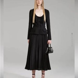 SELF-PORTRAIT Black crepe and chiffon midi dress self portrait size US 6